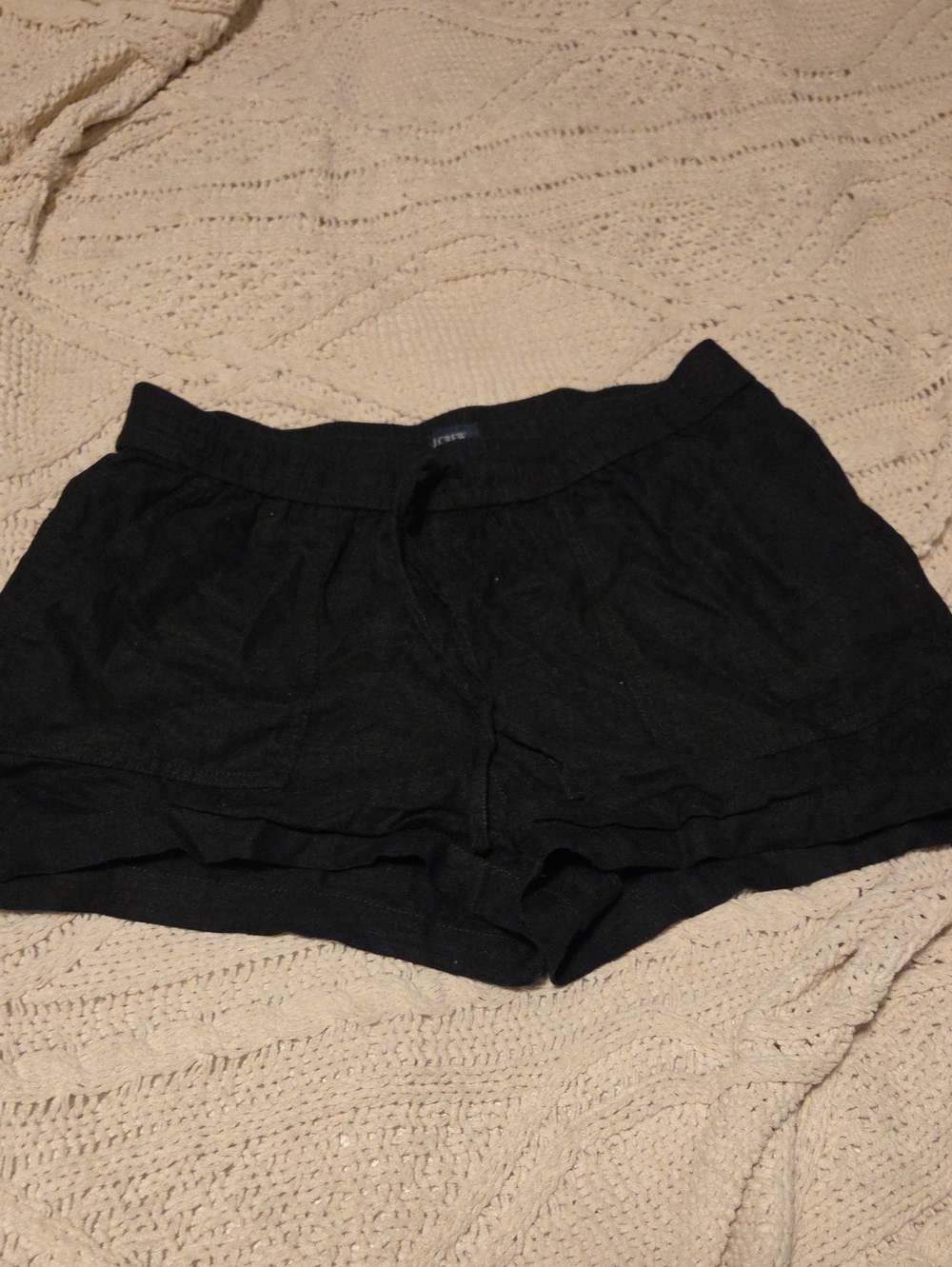 J. Crew Black High-Waist Linen-Blend Shorts